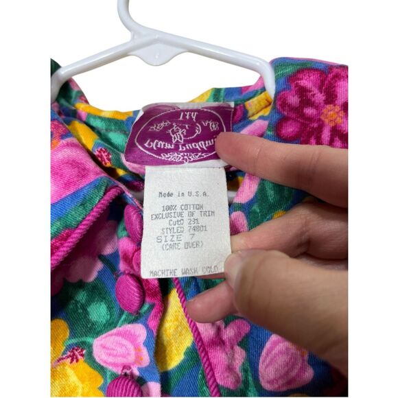 Vintage Plum Pudding Ltd. Pink & blue floral long sleeve dress Size 7 - Picture 8 of 10